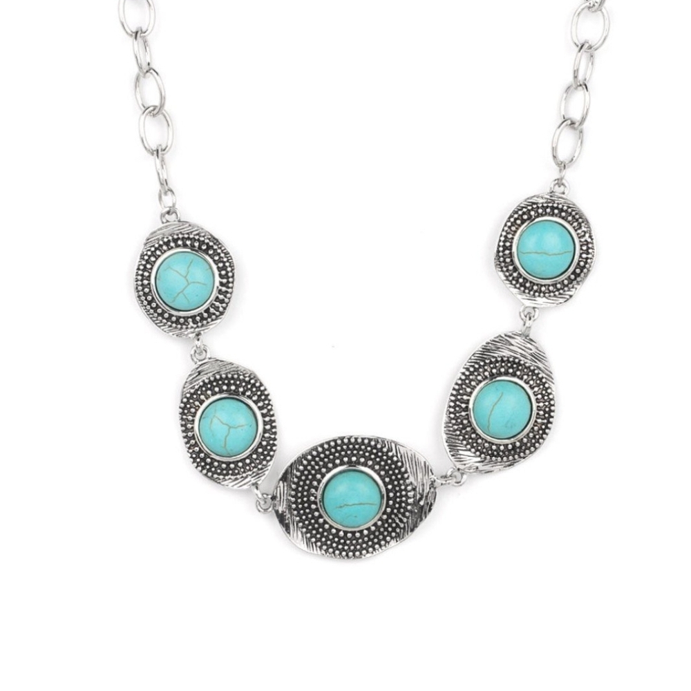 Silver and Turquoise Necklace Homestead Harmony Blue Western Fashion